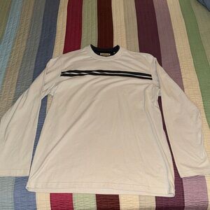 Men's Off-White Long Sleeve Shirt with Dark Gray Stripe